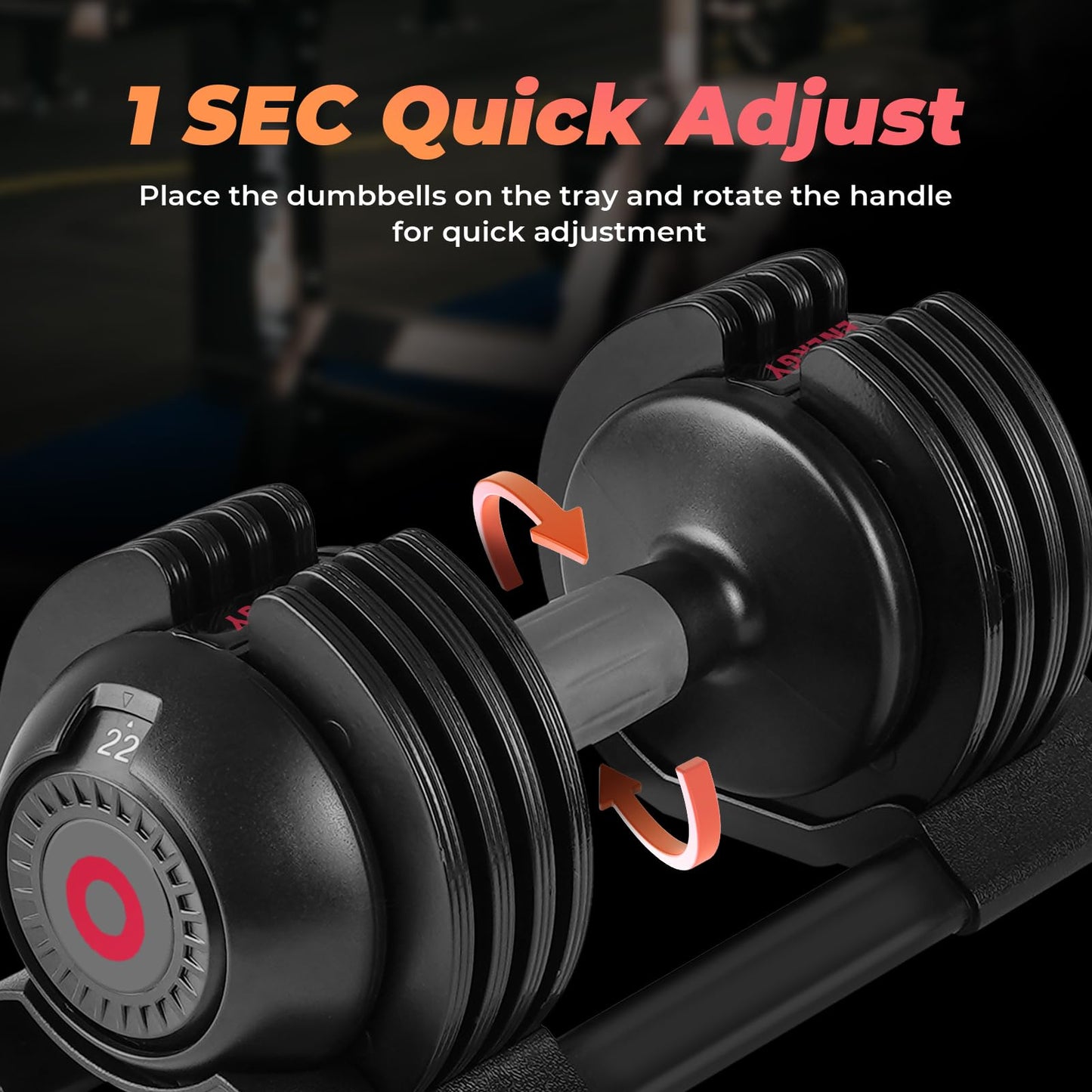 Adjustable Dumbbell Set: 22LBS/52LBS Dumbbell Set with Tray for Fitness, Fast Adjust Weight by Turning Anti-Slip Handle, Suitable for Men and Women