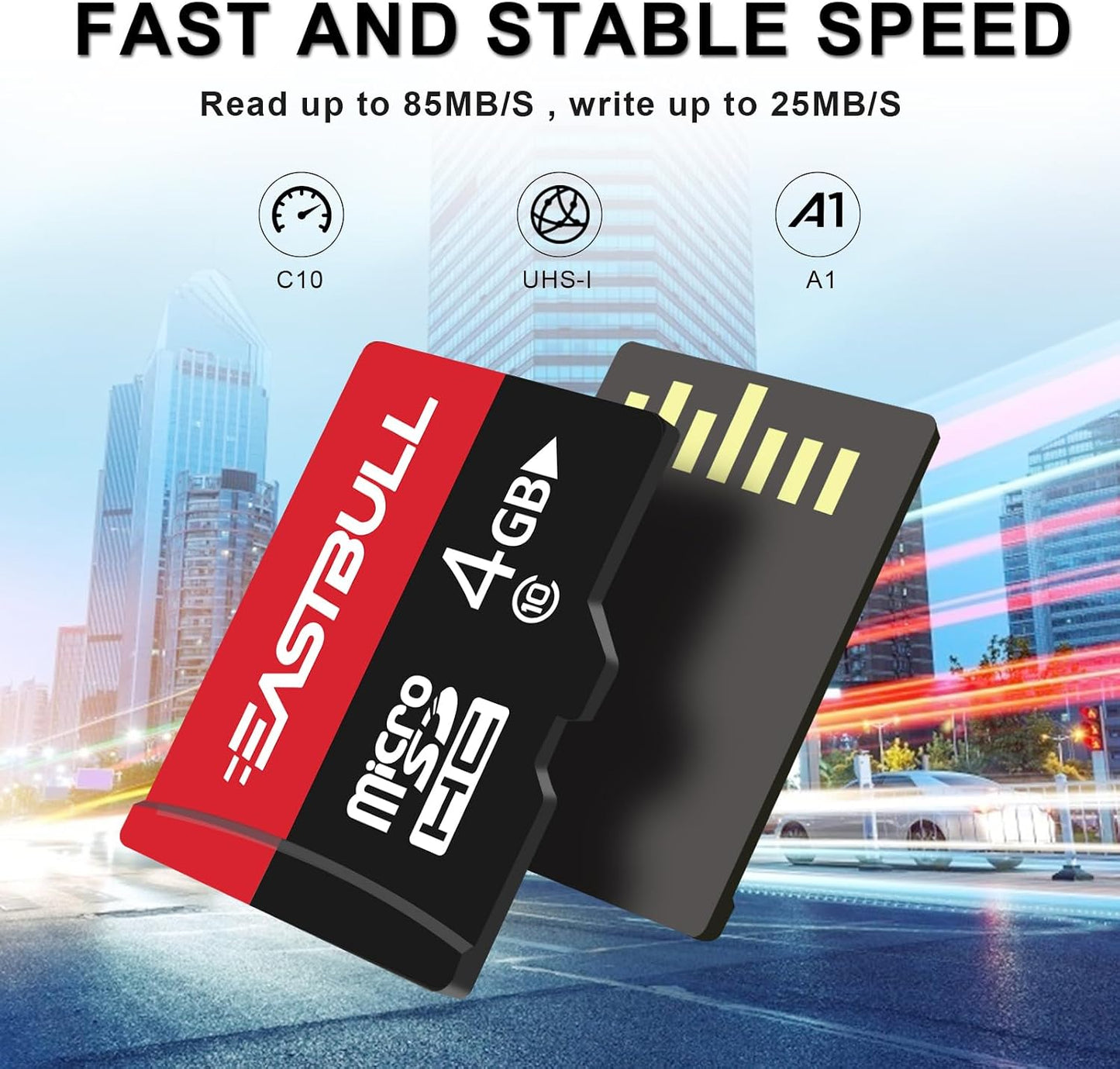 EASTBULL 4GB 5-Pack 4GB Pack 90MB/s U1 10 (5 2 of Micro SD Cards, SD Cards Full HD Video UHS-I Micro SDHC Class