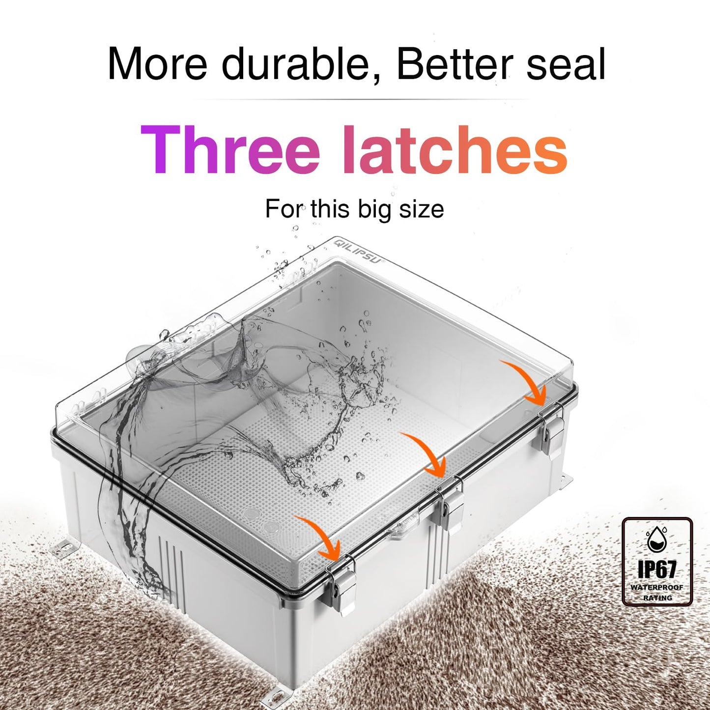 QILIPSU Waterproof Junction Box IP67 Outdoor Plastic Electrical Project Enclosure Weatherproof with Mounting Plate, Wall Brackets, Hinged Clear Cover 20"x16.1"x7.9" CC