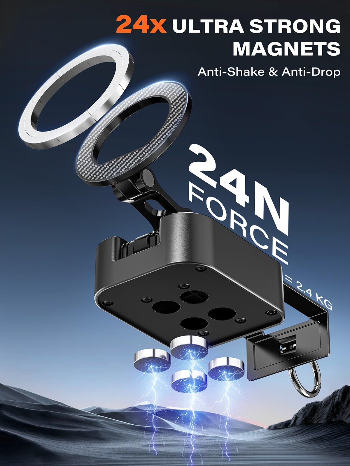 A2C 3-in-1 Magnetic Phone Holder for Gym, [20x N52] Strong Magnets Attach to Metal Surface, Portable Phone Mount for Garage Gym/Travel with Tray Table Clamp, Home Gym Accessories for Men Women Gifts