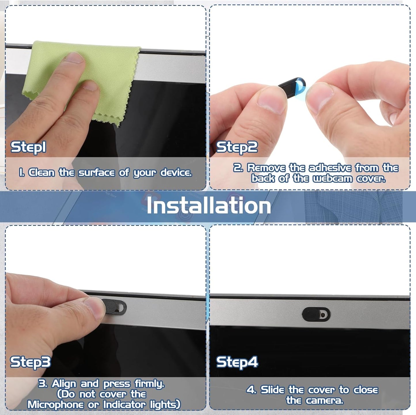 JJUNW 50 0.023 Inch Pcs Webcam Cover Slide, Ultra-Thin Universal Laptop Camera Cover Slide Webcam Cover for Laptop