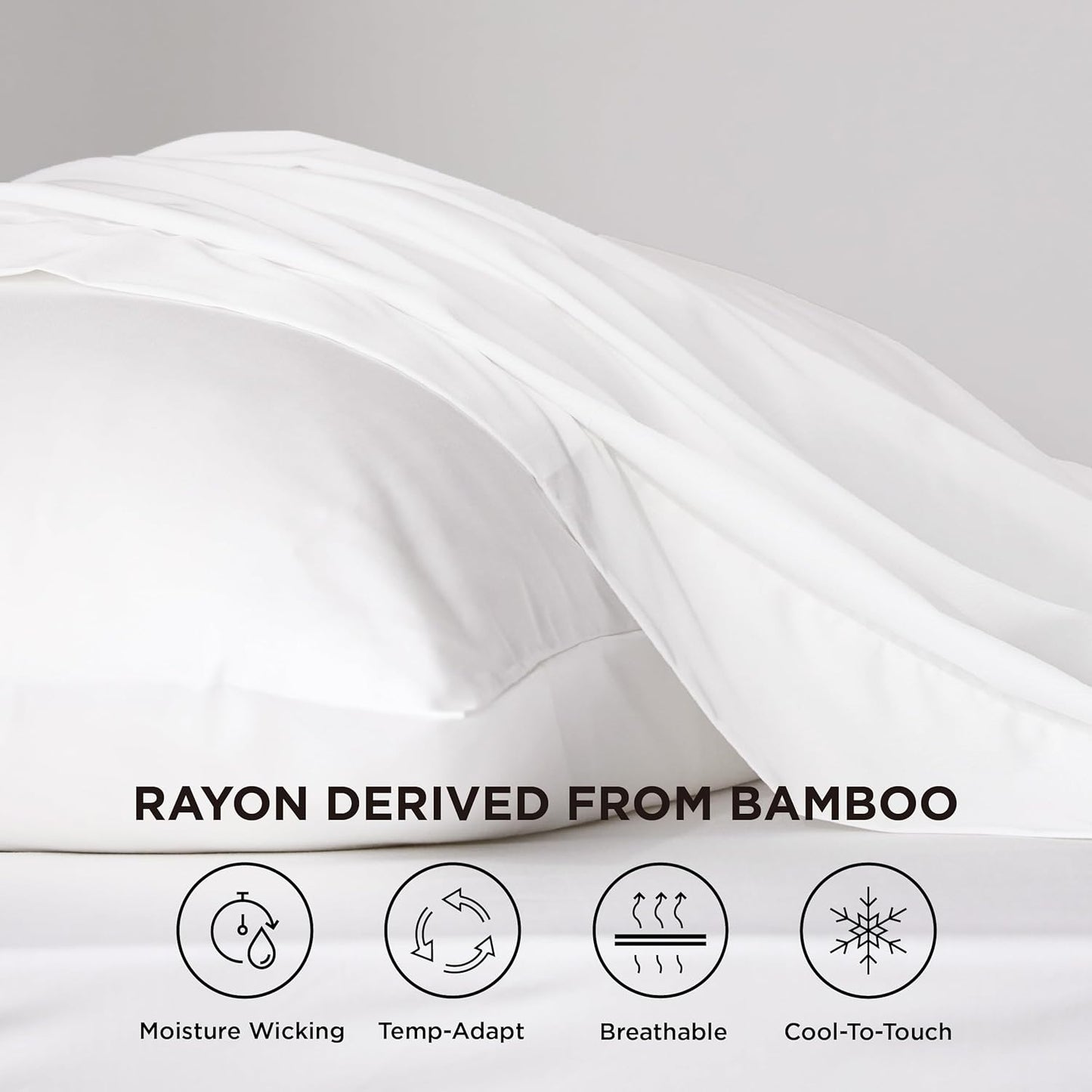 Bedsure Cooling Twin XL Sheets - Breathable Rayon from Bamboo, Soft & Silky, Deep Pocket Up to 16 Inches, White