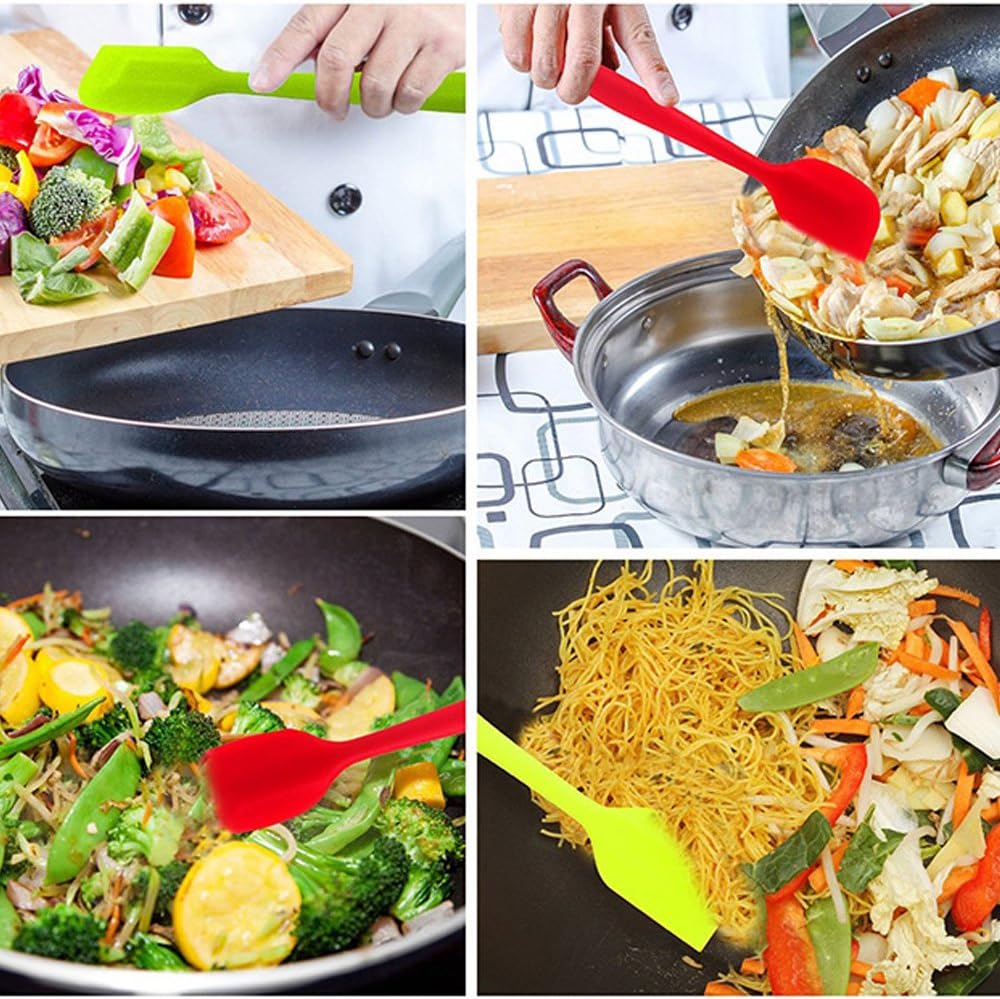 Skiennix Silicone Spatulas - 11-Inch Heat Resistant Non-Stick Baking Tool Set | 4-Piece Flexible Scrapers