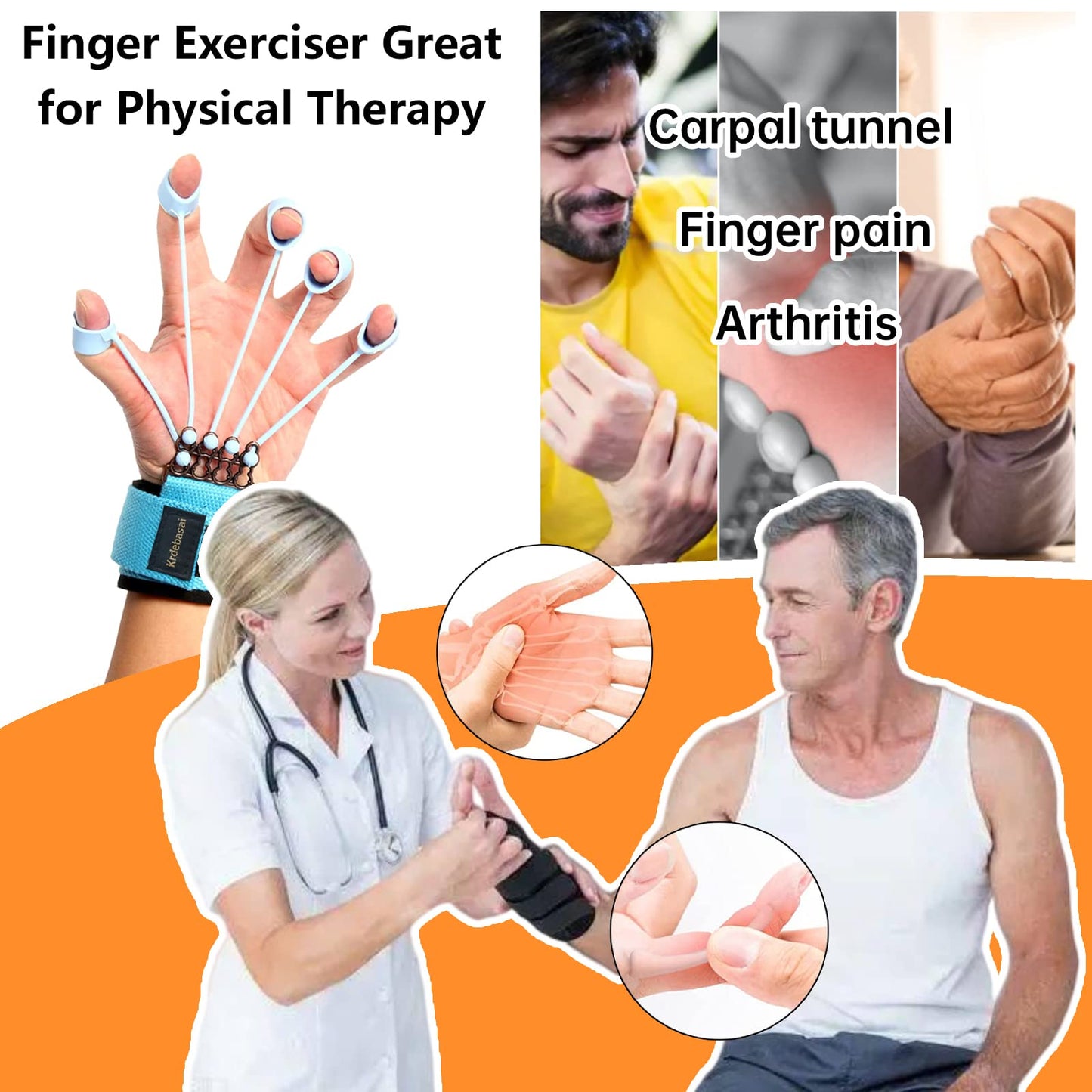 Finger Exerciser,4 Resistance Levels Finger Strengthener for Hand Therapy, Rock Climbing - Relieve Pain for Arthritis, Carpal Tunnel, Hand Strengthener and Finger Strengthener