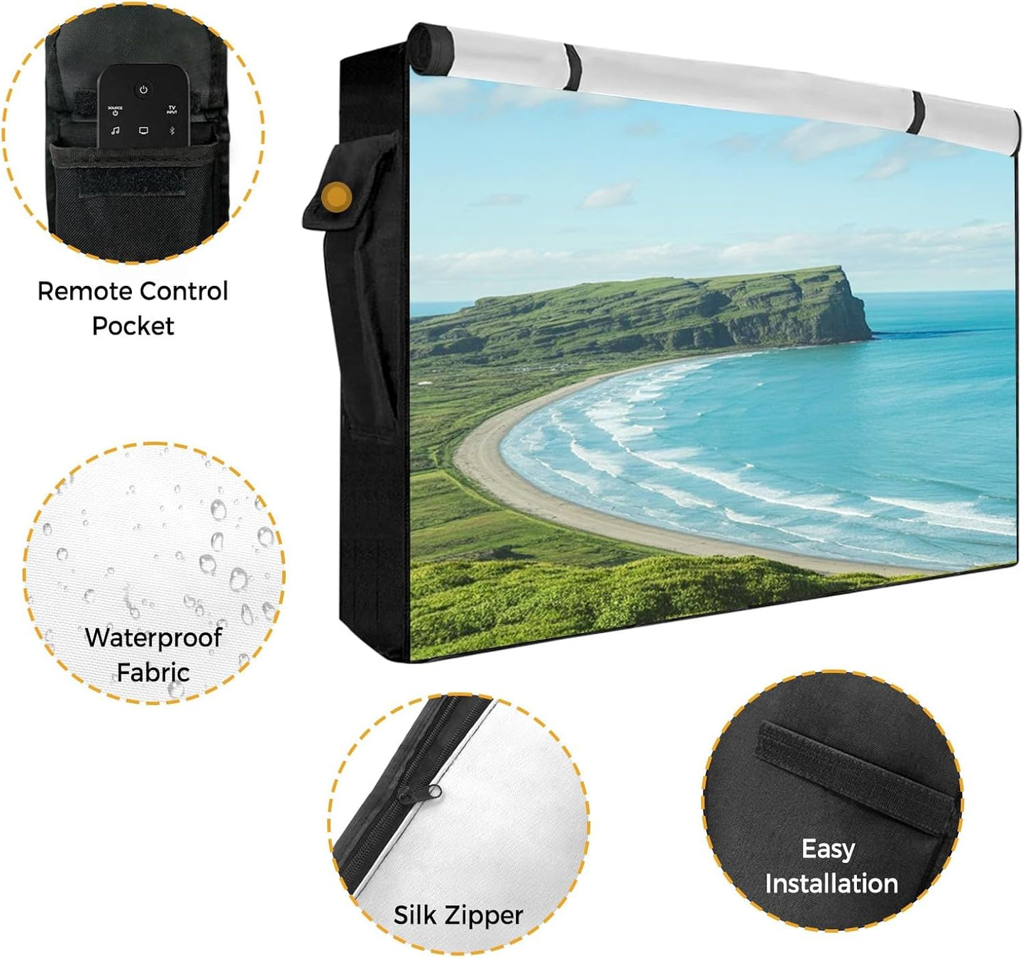 EZON-CH 40-43 inch Outdoor TV Cover Floral Plants Tuilps Lavender Linen Texture Weatherproof TV Screen Protector