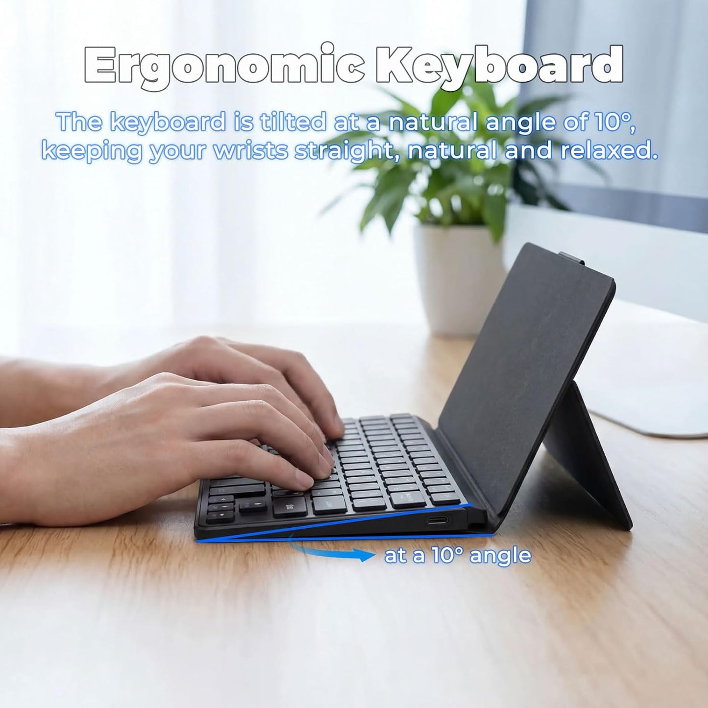 CMARS 150 Mini Bluetooth Keyboard for iPad, Universal Portable Wireless Keyboards with Adjustable Stand & Integrated