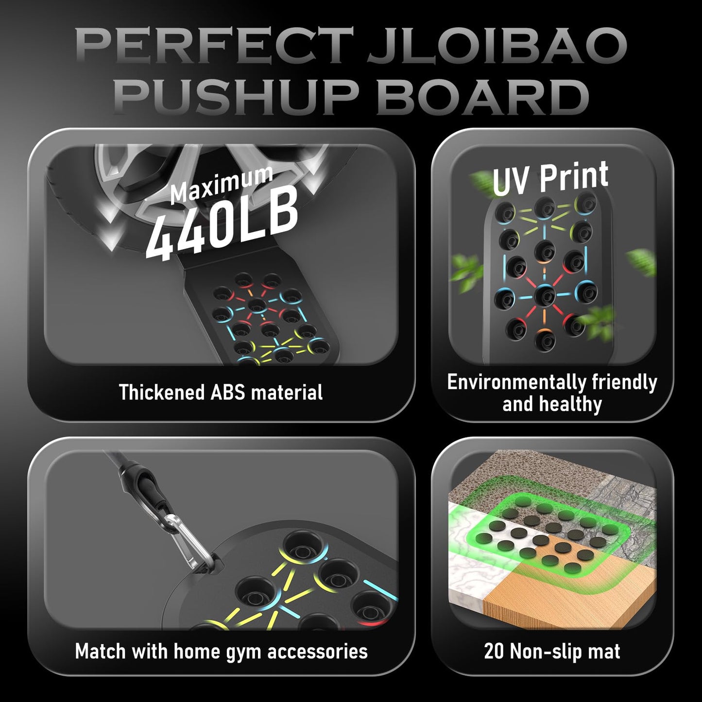 JLoibao Push Up Board Fitness, Workout Home Gym Equipment, 20 in 1 Exercise Pushup Bar Handles for Floor, Strength Training Equipment for Men