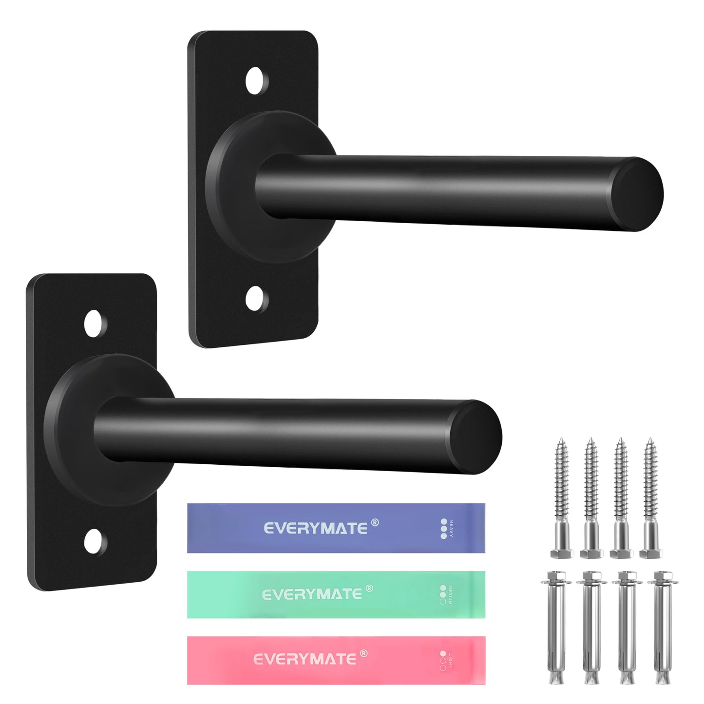 EVERYMATE Weight Plate Rack, Wall Mount Weight Plate Holder for Bumper Plates, Max Weight Capacity 330 lb, Home Gym Organizer