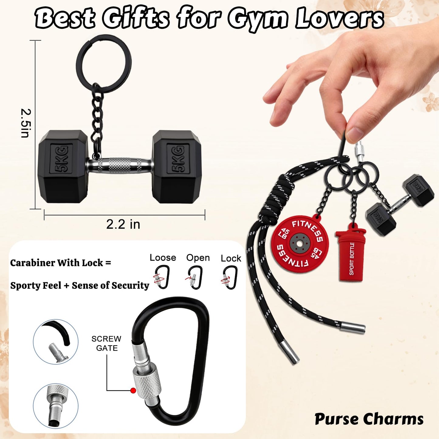 igvean Gym Gifts for Women Fitness Keychain Cool Gifts for Gym Lovers Fitness Gift for Women Men Bag Purse Charms for Womens Girl Workout Accessories for Her