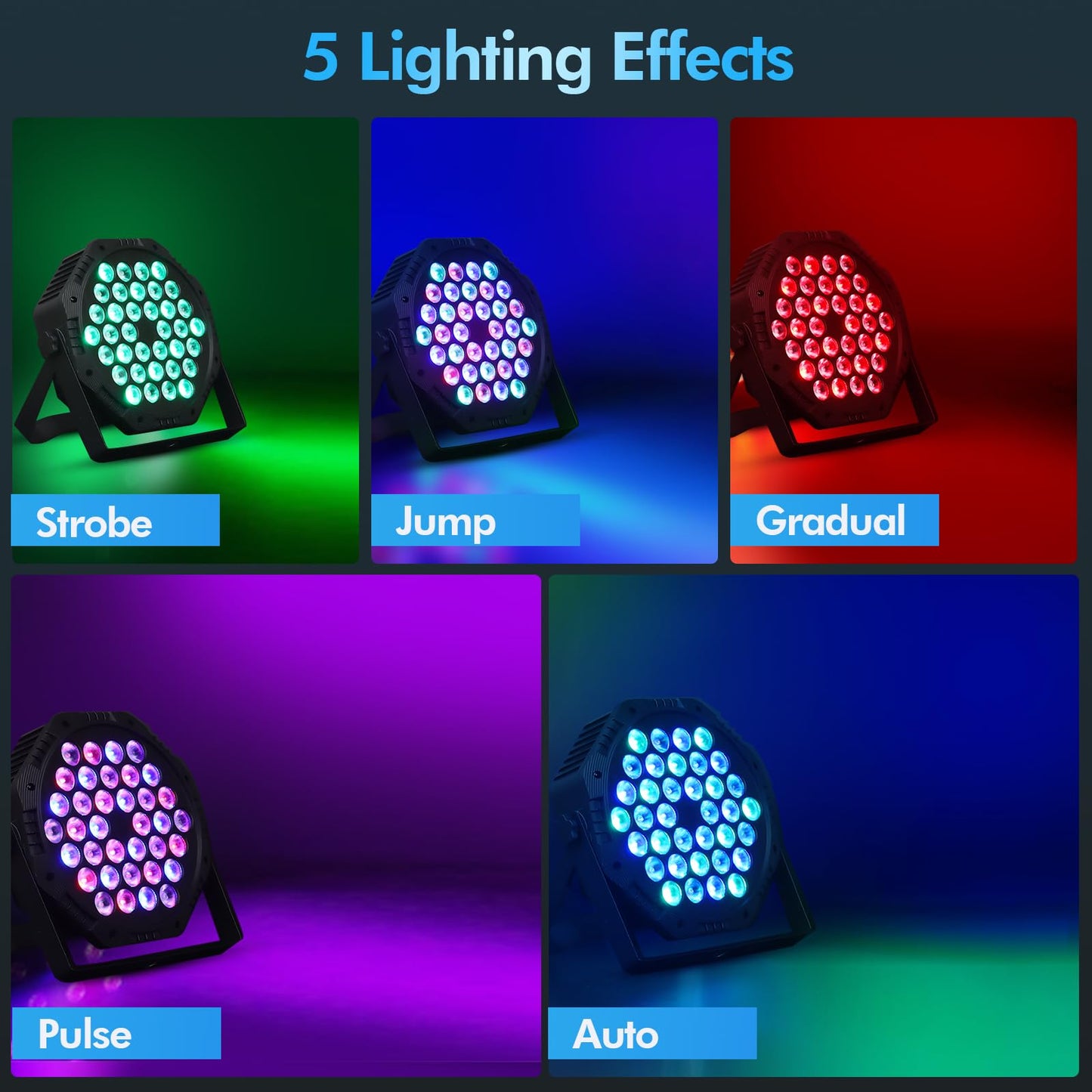 Rechargeable LED Par Can Lights, RGB Battery Powered Stage Light Uplights, Party Lights with Sound Activated Remote & DMX Control for Festival Event Wedding Bar Church（4 Pack