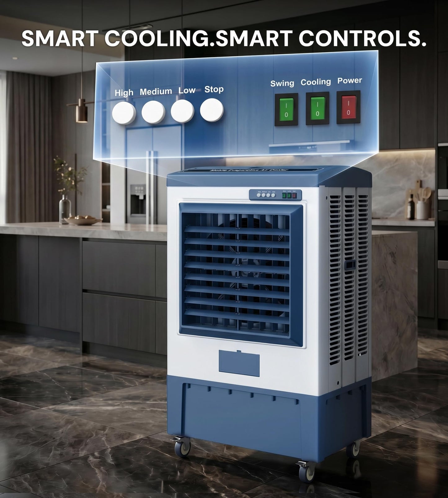 Landeagle 49″ Swamp Cooler Air Conditioner, 6500CFM Portable Evaporative Coolers with 19 Gal Tank,120°Oscillation, Outdoor Cooling Fan with Continuous Auto Fill for Patio Garage Industry Commercial