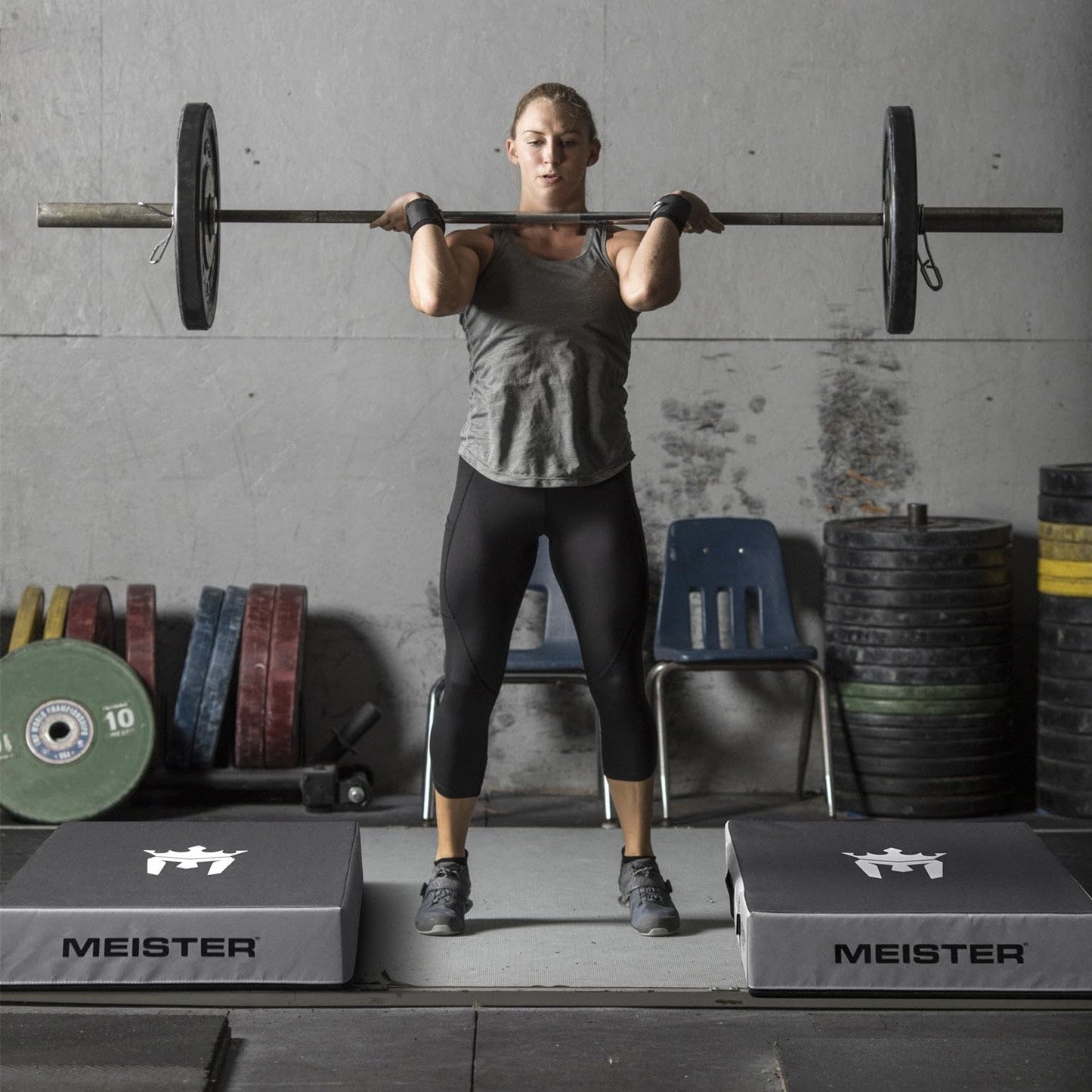 Meister Crash Pad Weight Lifting Drop Pads - Black/Gray (Pair)