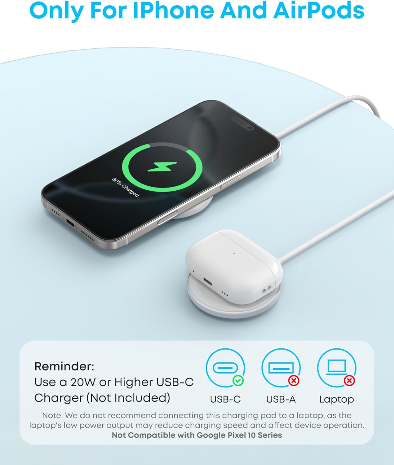 Anker 2-Pack Qi2 15W 17/16/15/14/13 Zolo Magnetic Wireless Charger, Certified MagSafe-Compatible Wireless Charging Pad