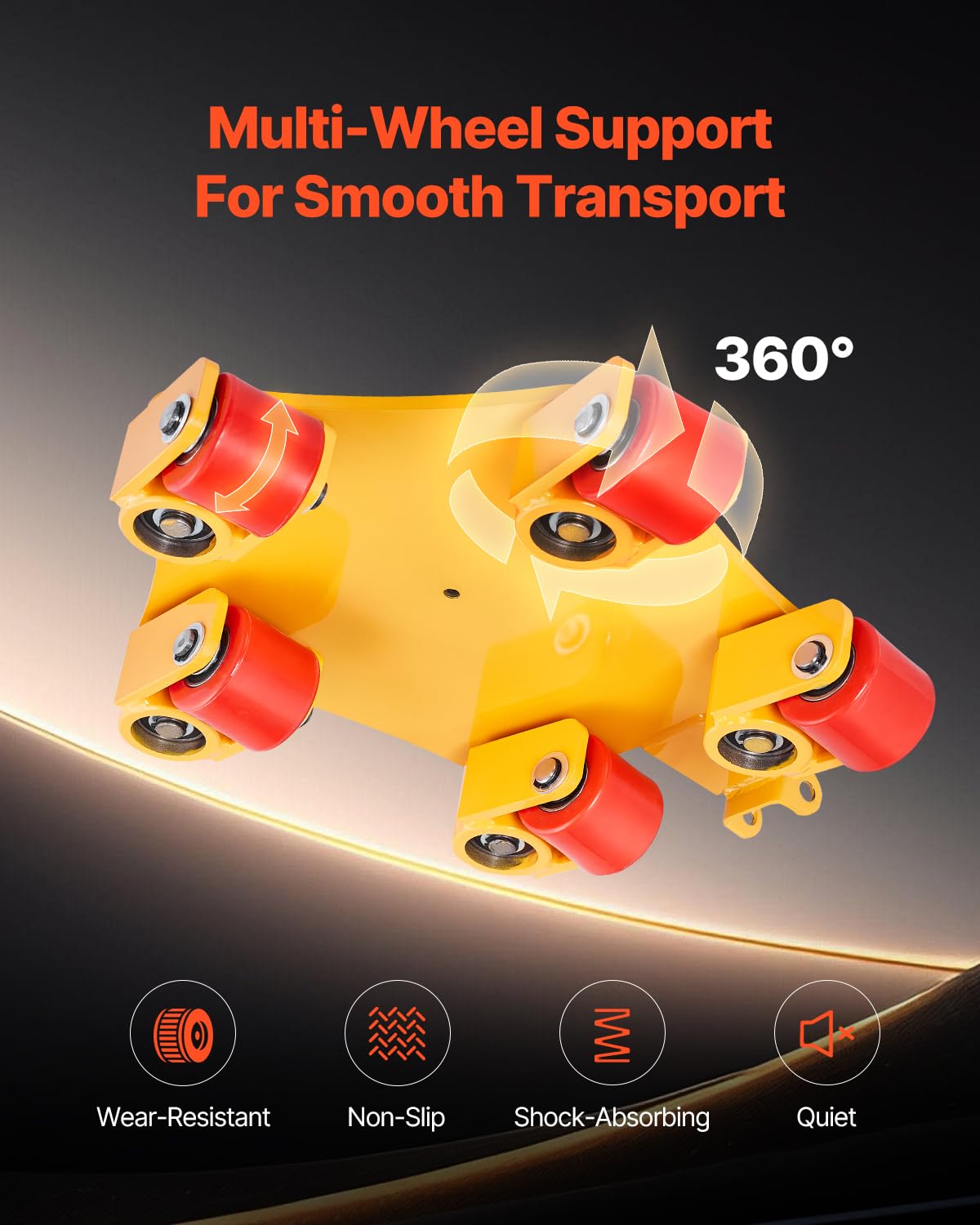 VEVOR Machine Skate, 8800 lbs Machinery Moving Skate, Machinery Mover Skate with 360° Rotation Cap and PU Swivel Rollers, Heavy Duty Industrial Machinery Mover with Handle for Warehouse, Workshop