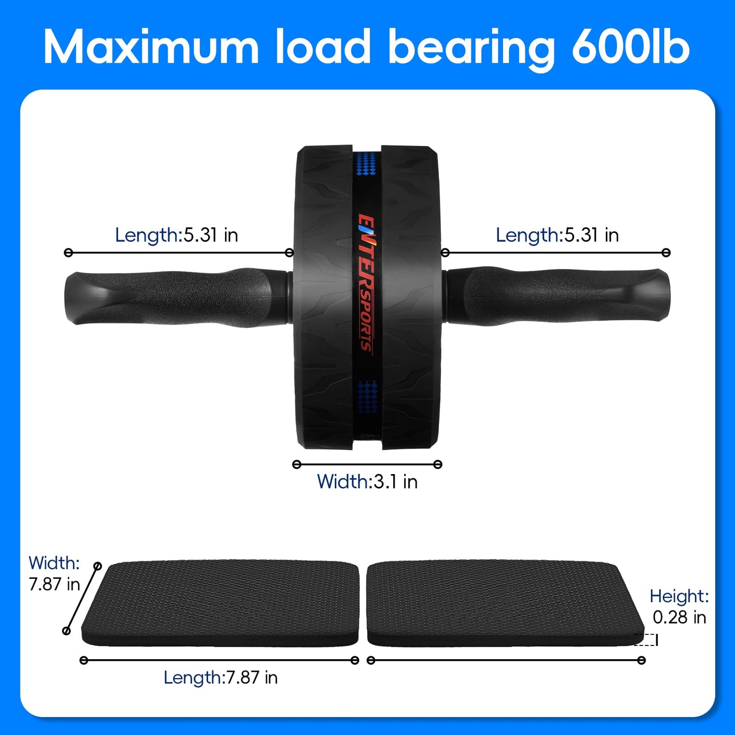 EnterSports Ab Roller Wheel for Abs Workout - Abdominal Exercise Equipment with 2 Knee Pads for Home Gym, Core Strength Training, Fitness Equipment for Men & Women (Blue)