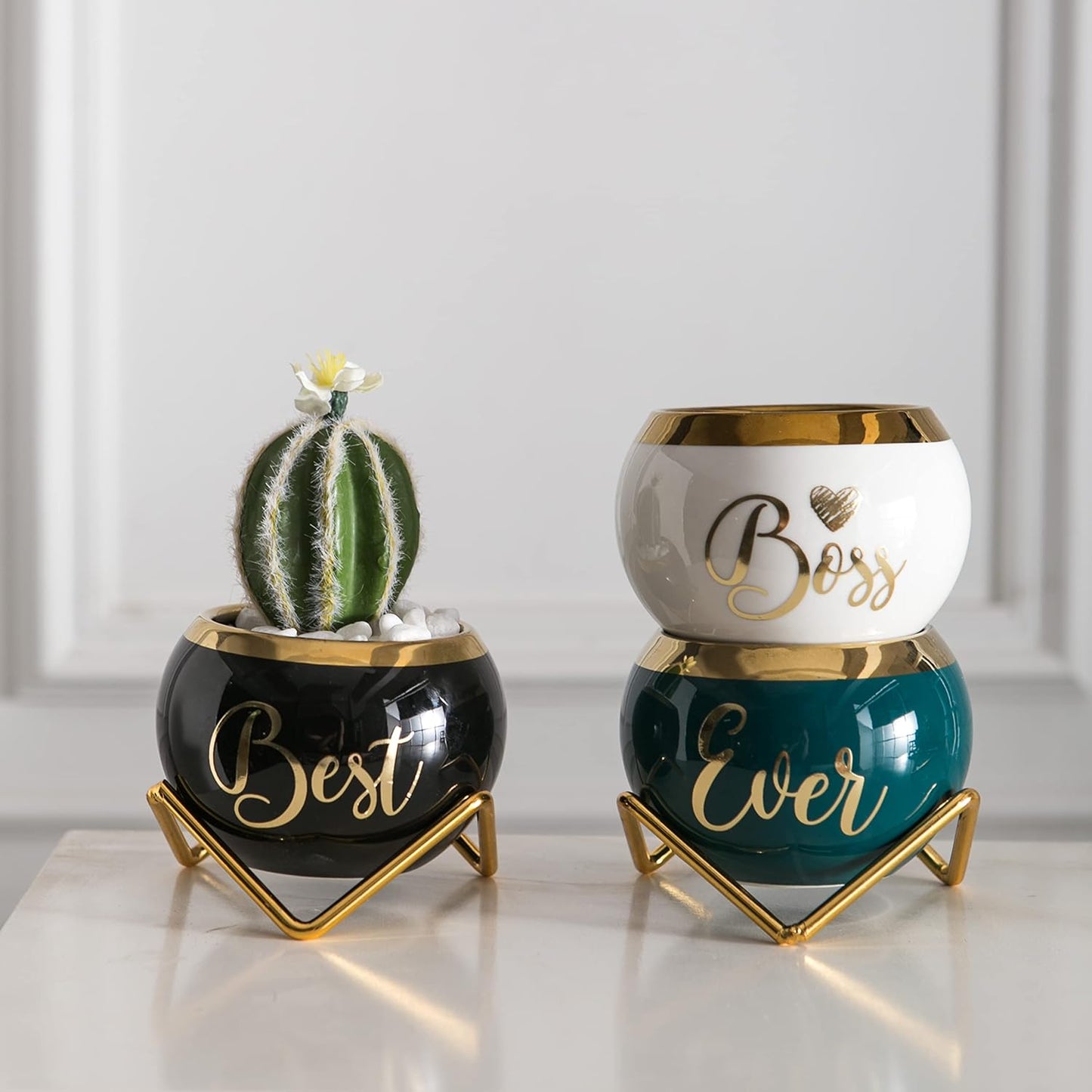PeraBella Boss Gifts for Women | Thoughtful Succulent Pots - Perfect for Boss's Day & Birthdays - 3 Pcs