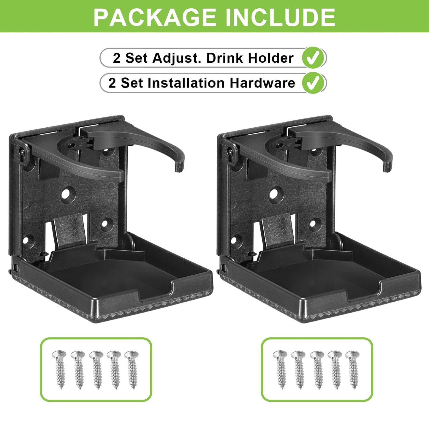 Spurtar 2pcs Boat Cup Holder Suitable for Most Size Mugs Water Bottle Drink 2.36-3.94Inch/60-100MM Adjustable Folding Wall Car Desk Cup Holder for Trucks, RVs, Vans, Boats, Campers, Caravans