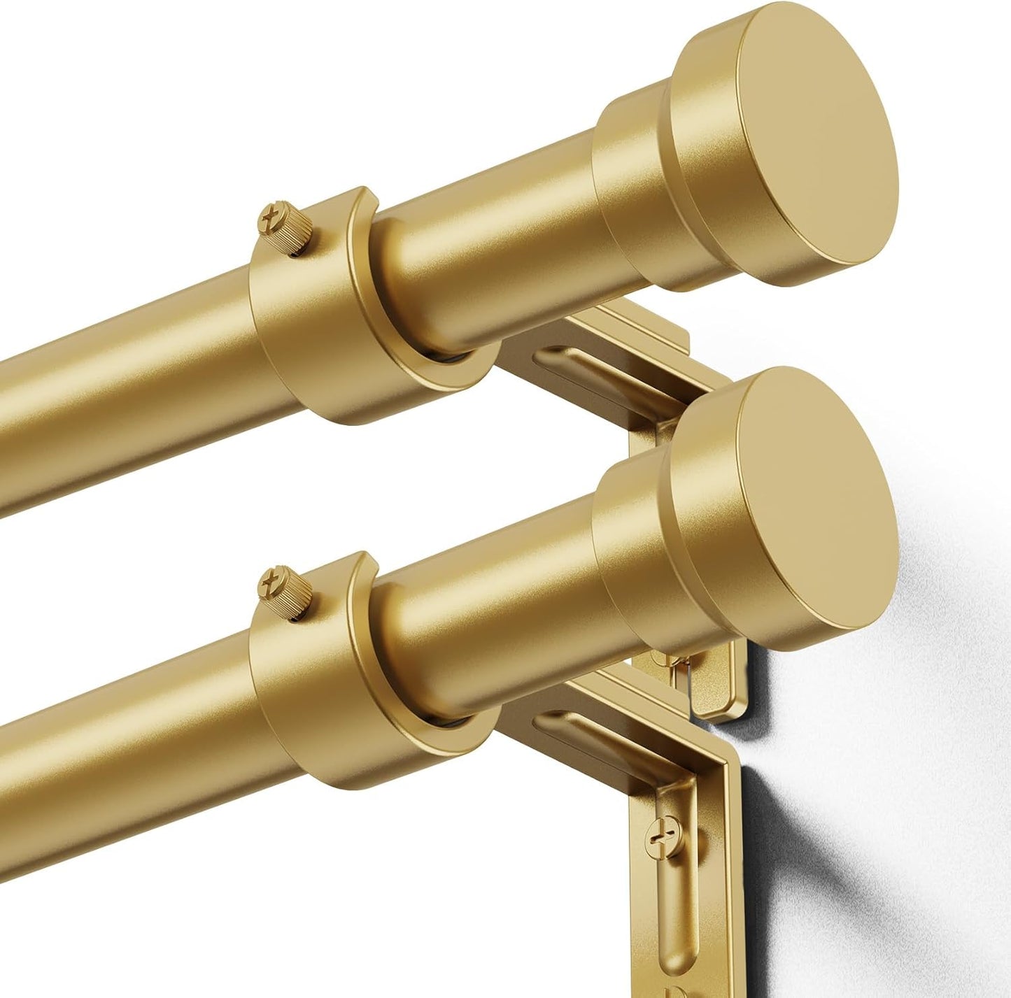 YaFex Curtain Rods - Heavy Duty 1 Inch Adjustable Window Treatment Rods | 32-118 Inch, Modern Gold Design