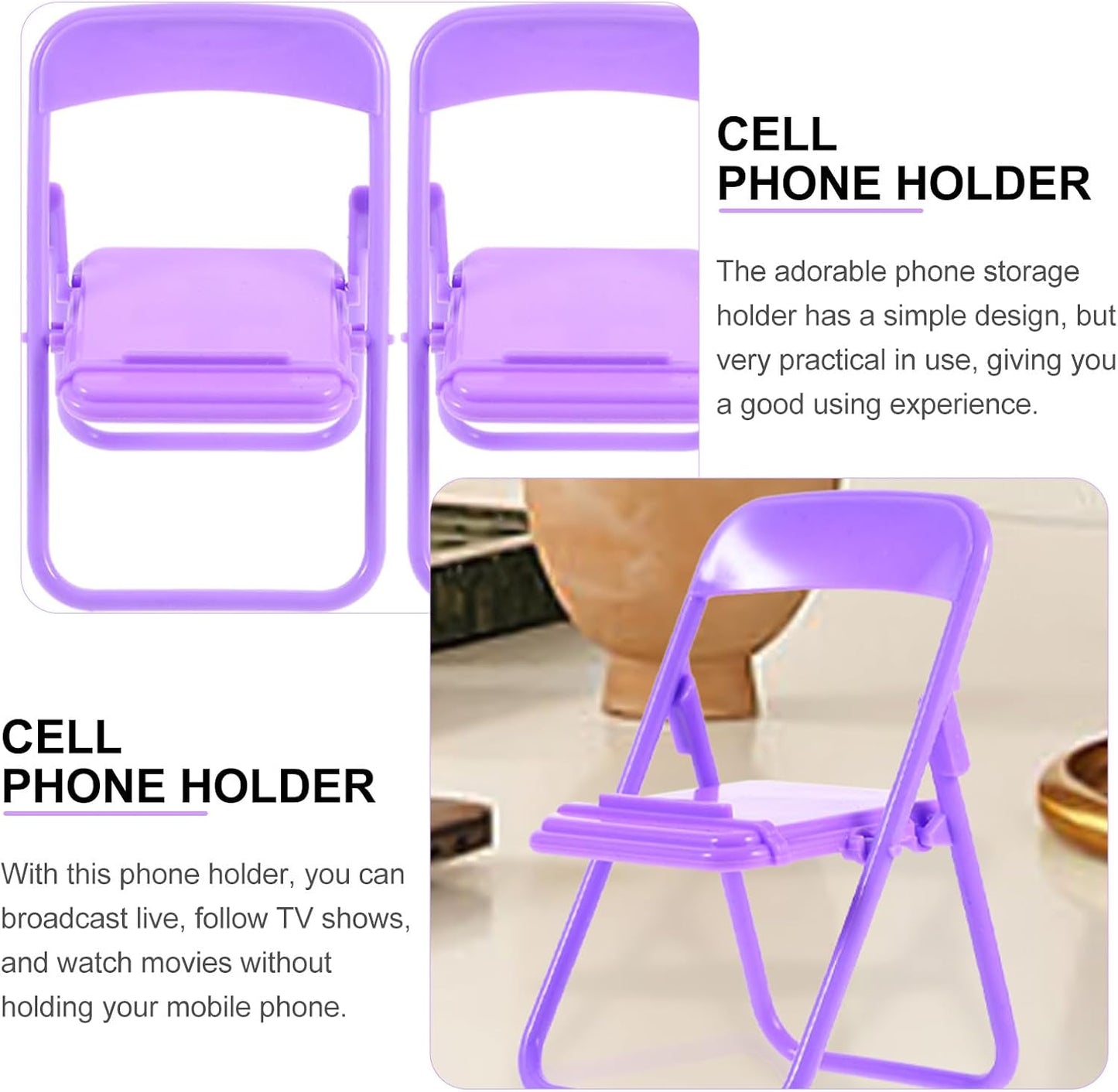 ARTIBETTER 10pcs Folding Cartoon Chair Phone Stands Desktop Cell Phone Holder Portable Creative Brackets for Home