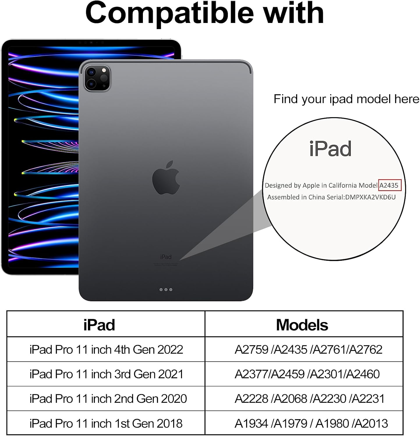 aoub 11 inch 4th/3rd 2022/2021, 11" 2nd 1st 2020 2018 Crystal Case for iPad Pro Generation Hard Clear Back with Pencil