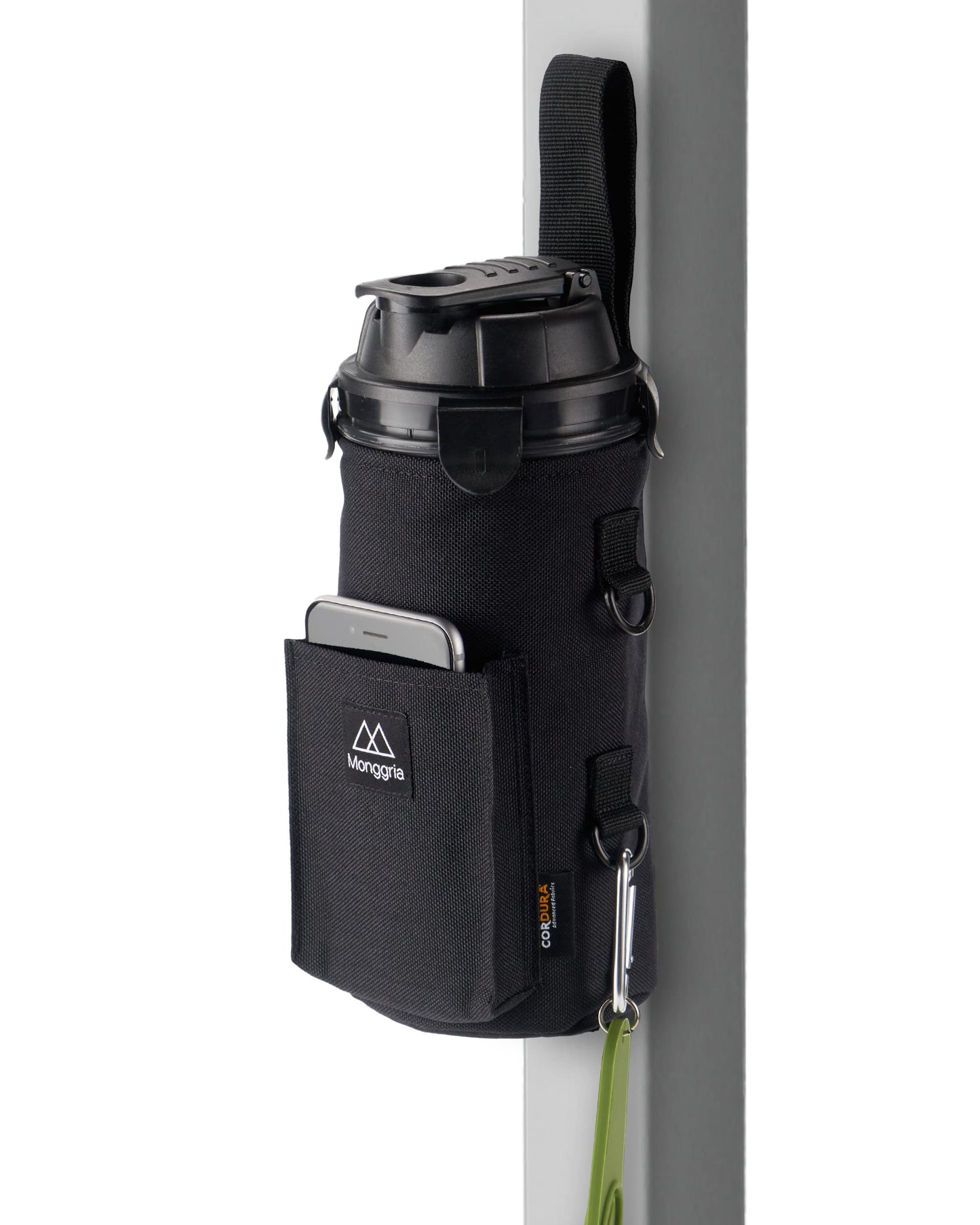 Monggria Magnetic Water Bottle Holder - Built-in Magnet for Easy Attachment to Exercise Equipment - Multi-Purpose - with Sling - Waterproof - Cordura Used Durability