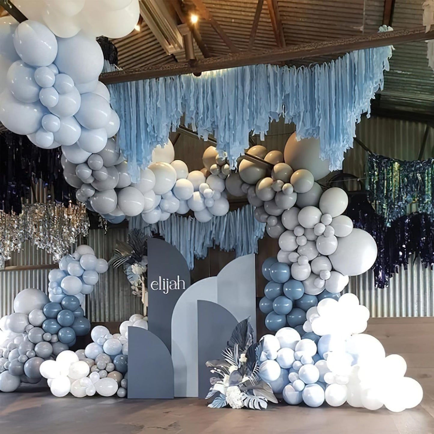 PartyWoo Dusty Blue Balloons - 101pcs 12 Inch Slate Blue Latex Helium Balloons for Celebrations