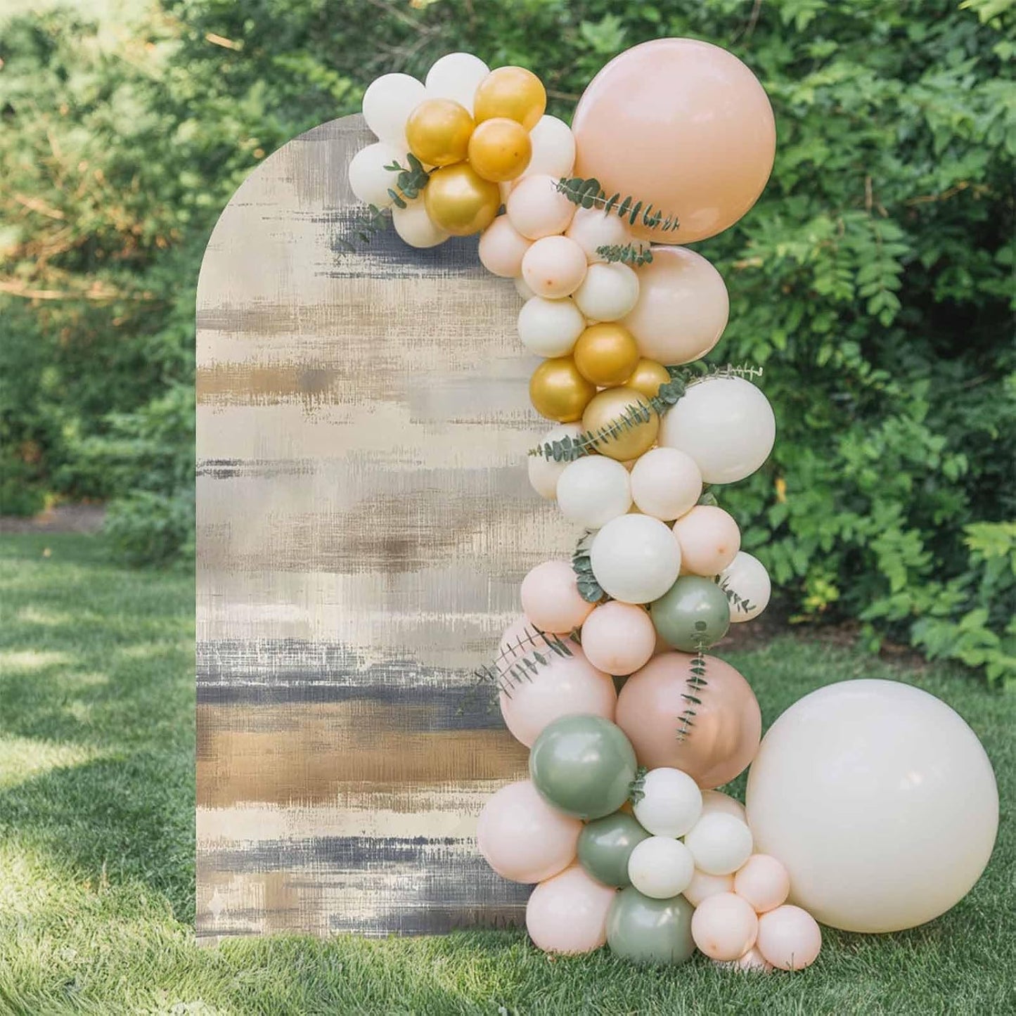 LFoveYuamer 6 Ft Arch Backdrop Cover, Brown Beige Ombre Decorative Wedding Arch Covers Spandex Fitted, Geometric Oil