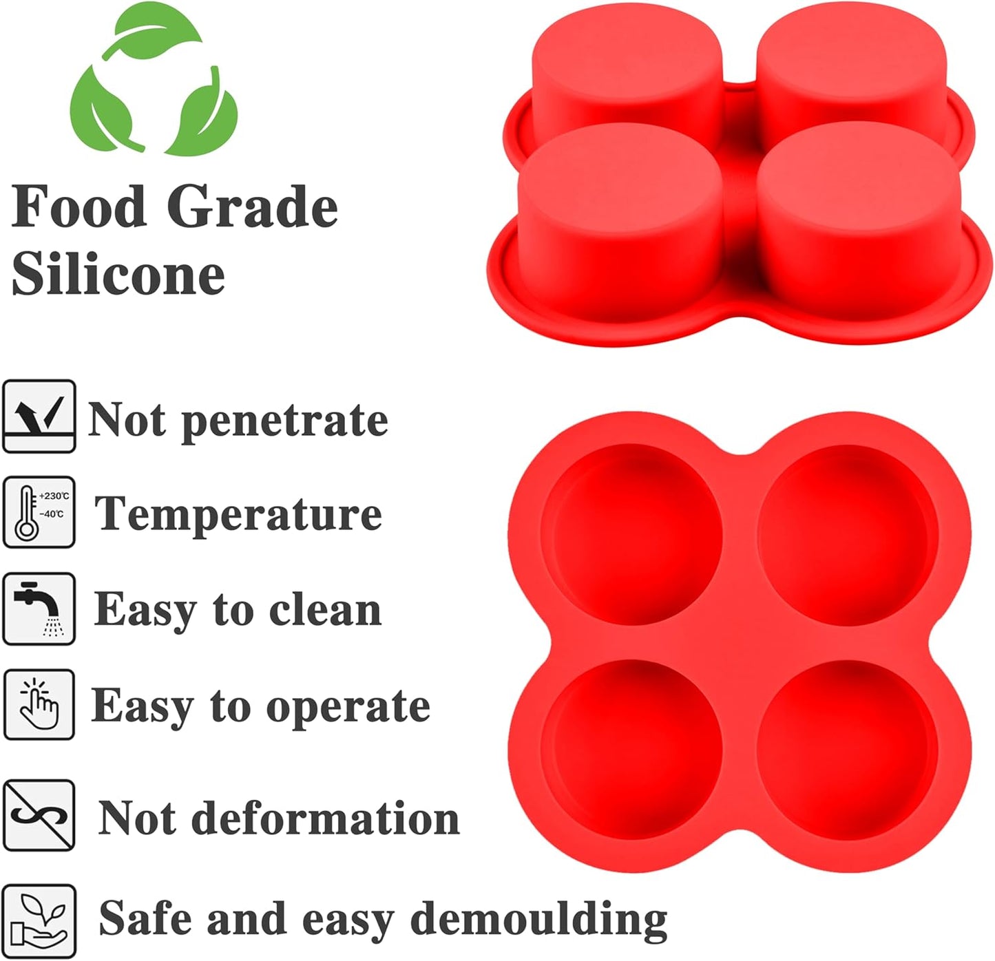 Skiennix Air Fryer Egg Bite Molds - 4-Cup Silicone Baking Pans for Muffins & Frittatas | 5.3 x 5.3 Inch (2 Pack)