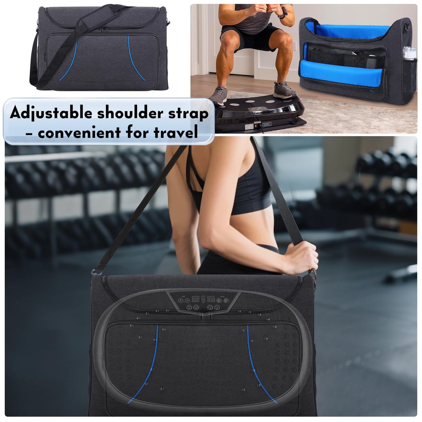 Amotpo Carry Case Compatible with AXV/SoftGym Vibration Plate Fitness Platform Portable Vibration Plate Exercise Machine Storage Bag Cover,Large Capacity Carry Bag with Pockets,Case Only