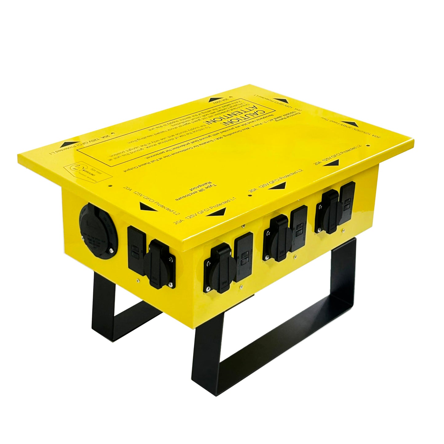 Power Distribution Box,50-Amp,125/250V,Temporary Power Box,Equipped with Individually Controllable Sockets and Circuit Breaker,Ideal for Temporary Power Needs