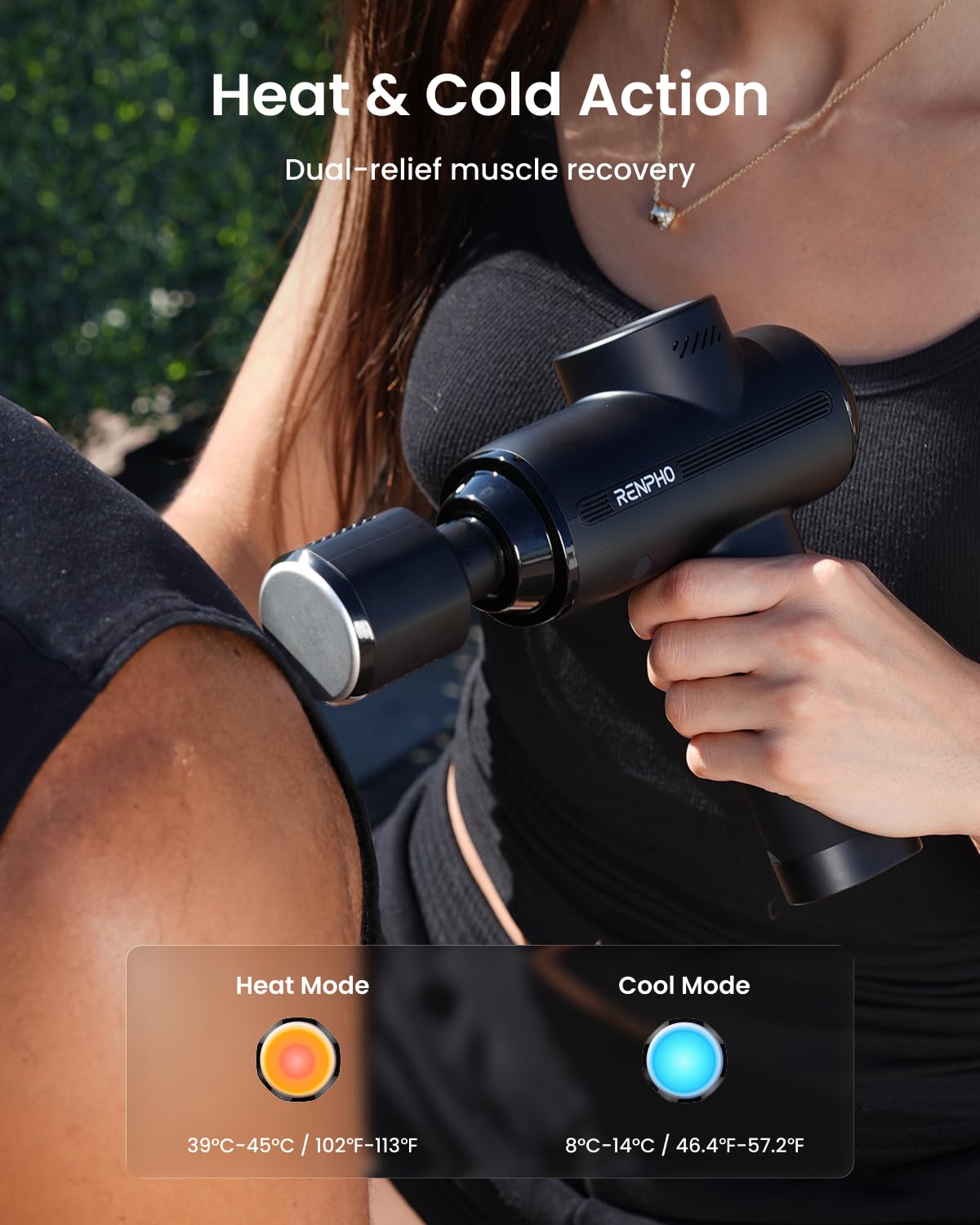 RENPHO Active Thermacool 2 Massage Gun with Heat and Cold, Fathers Day Dad Gifts [2026 Upgraded] Handheld Percussion Deep Tissue Neck Back Muscle Massager, FSA Approved Gift for Men Women Athletes HSA