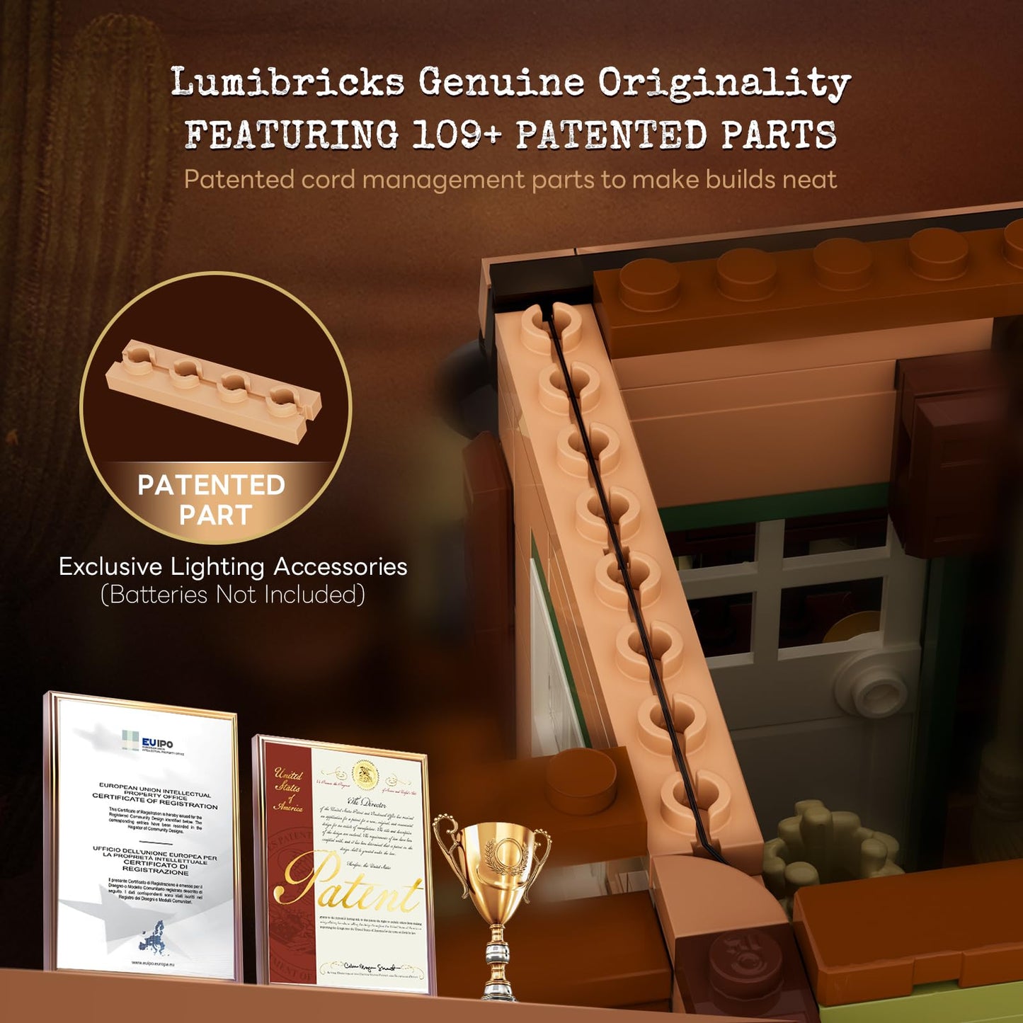 Lumibricks Western-Inn Lighting-Building-Bricks Set - 2682 Pcs The Old West Inn Light Construction Hotel Building Model Set for Adults and West Lovers