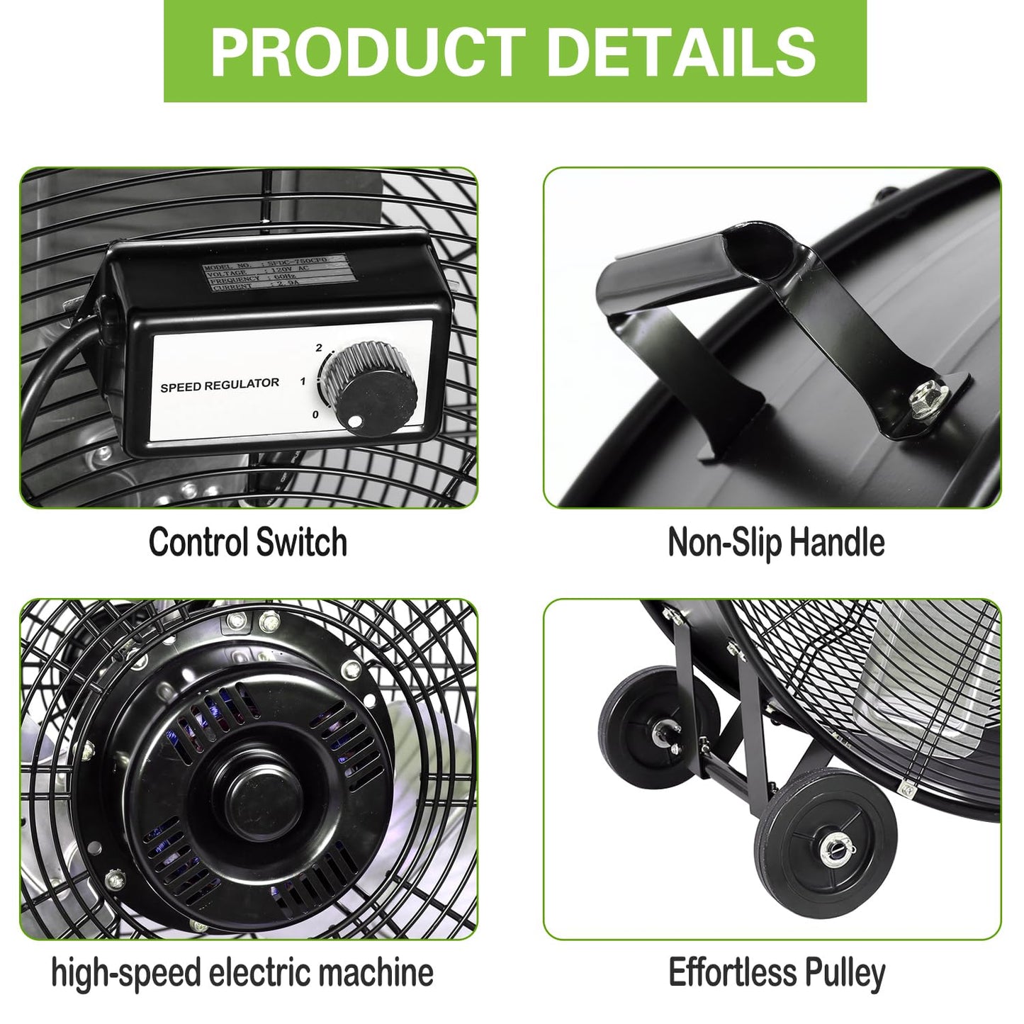 hykolity 30 inch High Velocity Drum Fan, 2-Speed Heavy Duty Industrial Shop Fan Up to 13000 CFM, Commercial Floor Fan for Warehouse, Workshop, Garage and Basement, Black
