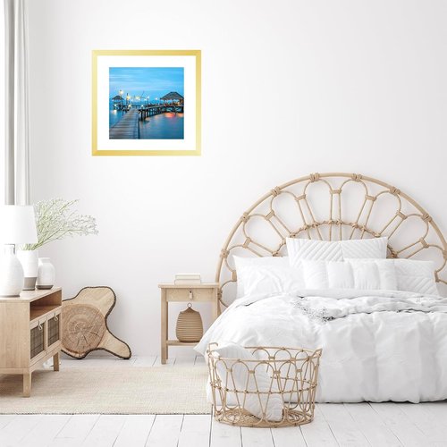 JCJMY 18x18 Gold Picture Frame - Display 14x14 Photos with Mat or 18x18 Without Mat | Shatter-Resistant Plexiglass