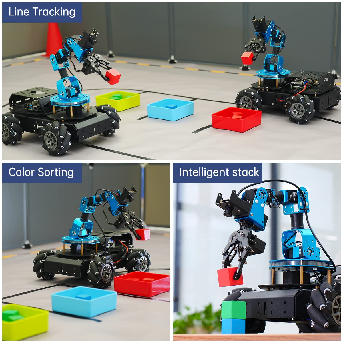 LewanSoul ROS Robotic Arm with Raspberry Pi 5 8GB Open Source Programming FPV AI Vision 6DOF/Axis Smart Robot Kit, 4WD Mecanum Wheel Big Chassis, ArmPi Pro with RPi 5 8GB