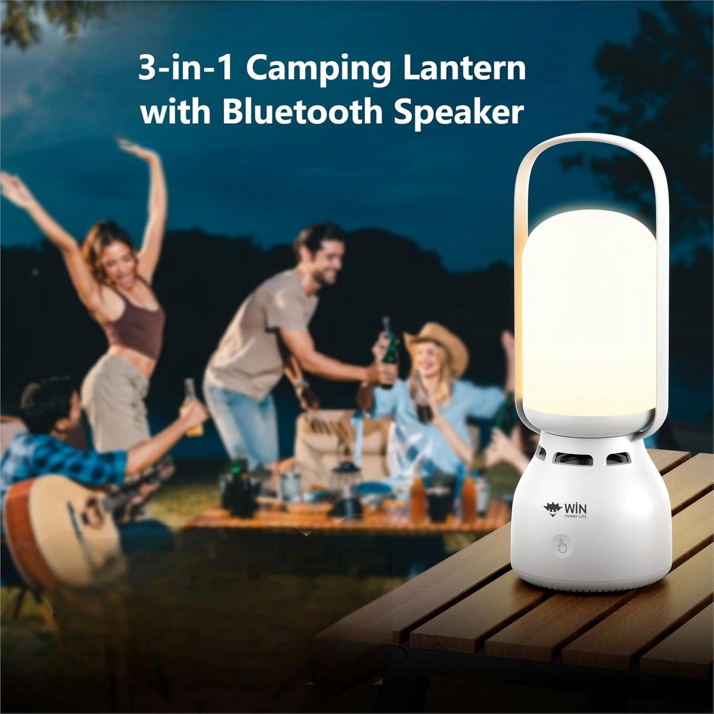 WIN FUNNY LIFE 3-Gear 11 Bluetooth Camping Lantern Speaker, LED Night Light, Modes RGB Colorful Lantern Speaker