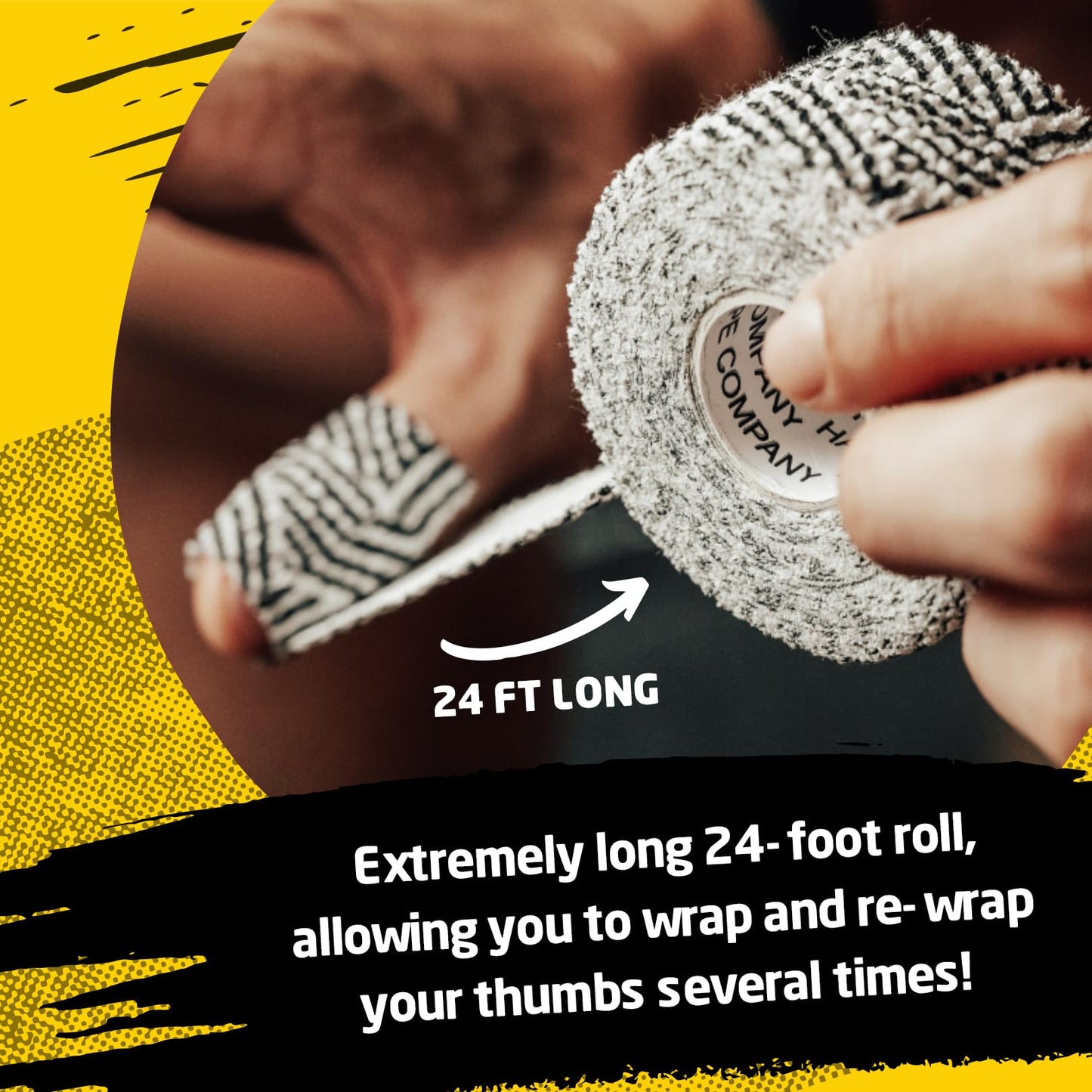 Happy Thumbs Tape Company - Gym & Hook Grip Tape - Thumb & Finger Protection - for Cross Training, Weightlifting, Gymnastics & More - Stretchy Adhesive Athletic Weightlifting Tape - 24 ft Long 3 Pack