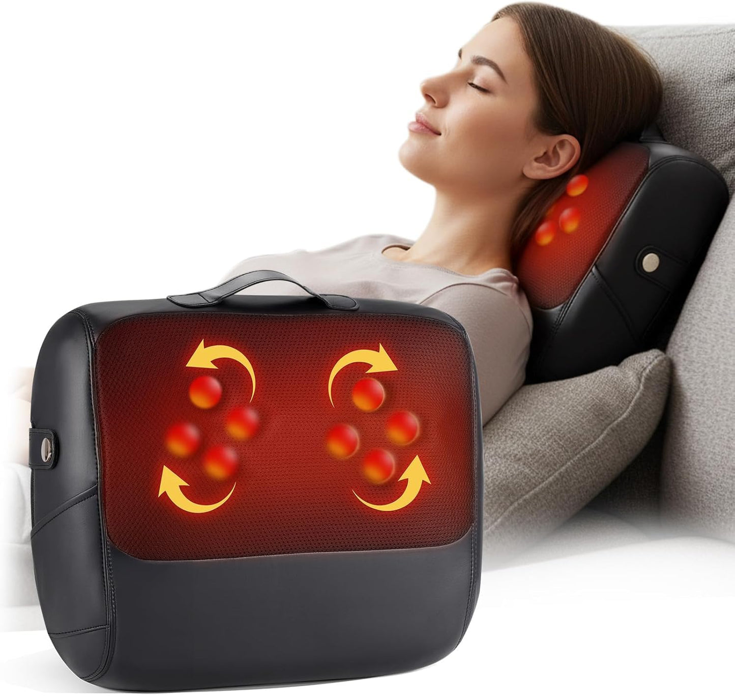KNQZE Shiatsu Back Massager for Pain Relief with Heat, Fathers Day Gift, Deep Tissue Massage Cushion, Dual-Side Heating & Lumbar Support, Portable Chair Massager for Neck, Shoulder, Gifts for Mom Dad