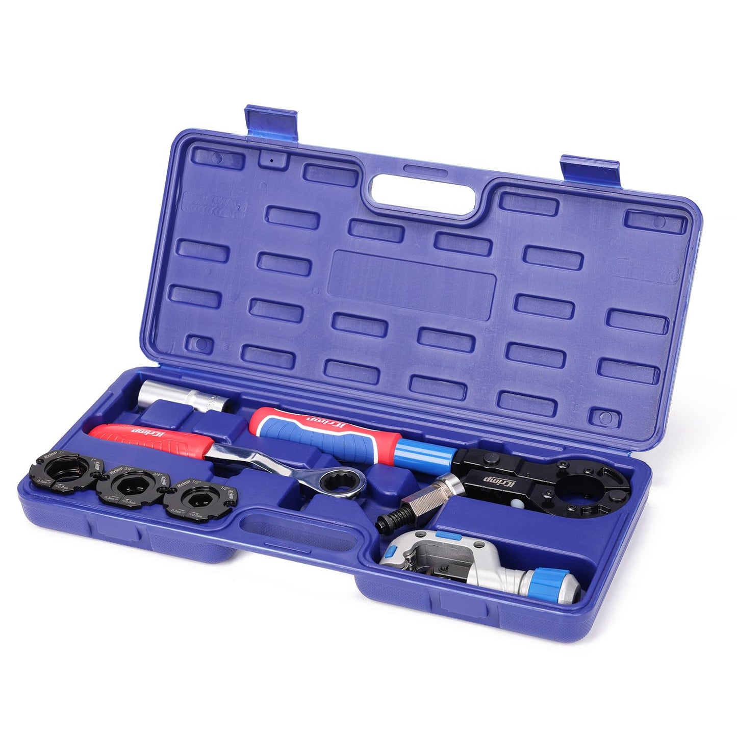 iCrimp IWS-1632CF Copper Pipe Press Tool Kit for 1/2-in, 3/4-in and 1-in Viega Propress Fittings, Driven by Socket Wrench or Impact Wrench