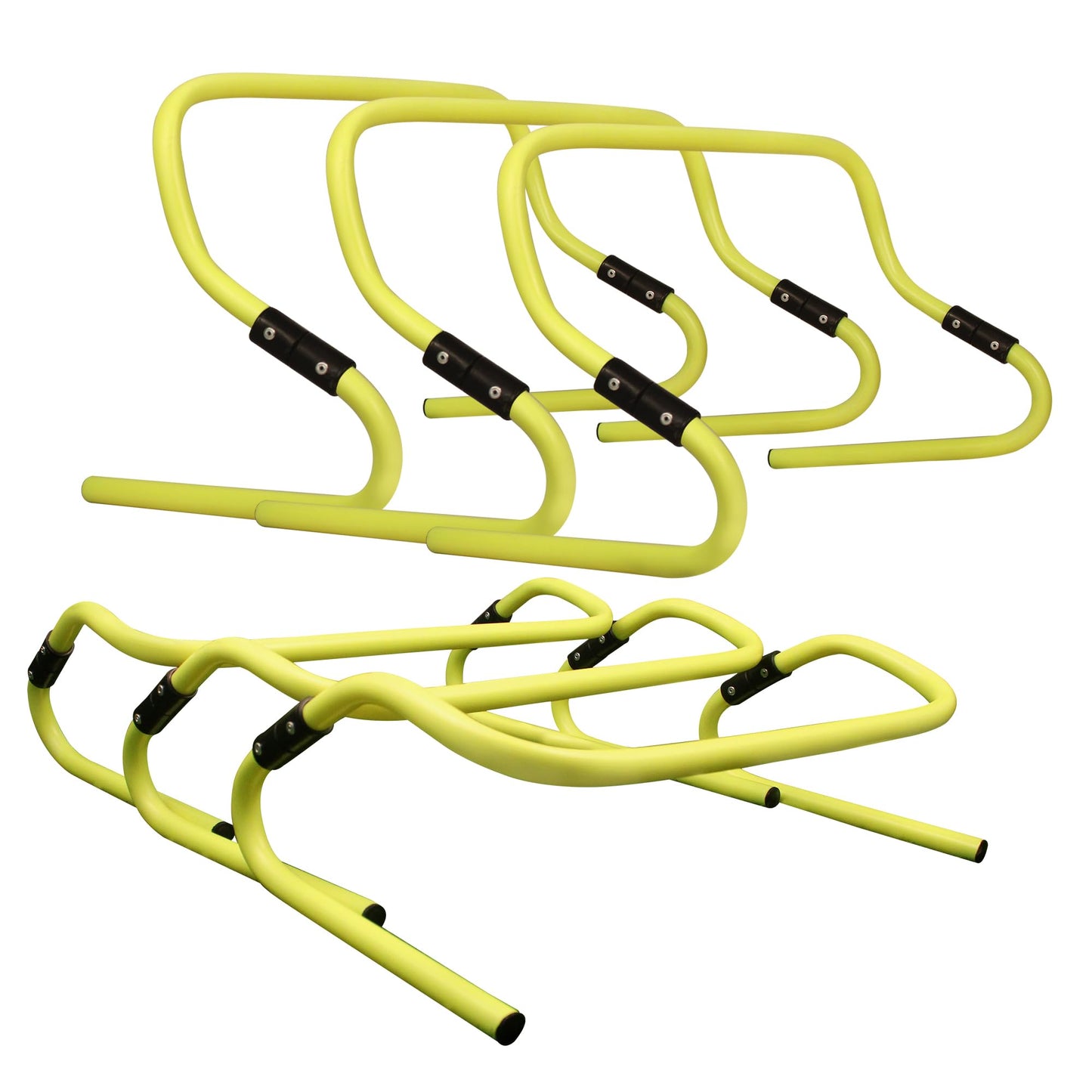 GSi Dual Height Agility Hurdle Pack of 6 – Adjustable 6" & 12" Training Hurdles for Sports, Fitness, and Agility Drills – Durable PVC Yellow Speed Hurdles for Soccer, Track, and Football Training