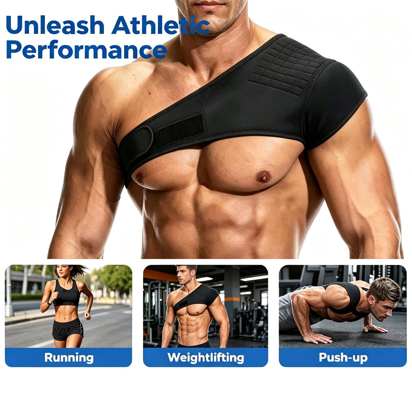 Shoulder Brace, Rotator Cuff Support Brace and Arm Sling for Pain Relief, Shoulder Compression Sleeve for Preventing Strains and Dislocation, Adjustable Fits Left and Right Arm for Men & Women, with Magnetic Therapy to Promote Blood Circulation