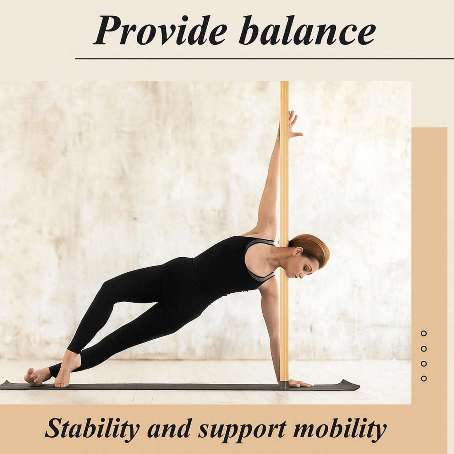 Hiboom 6/9 Pcs 5ft Yoga Stick Natural Bamboo Black Exercise Stick with Non-Slip Rubber Ends Stretching Tool Posture Corrector Stretch Tool for Flexibility, Workout, Balance Fitness(6 Pcs,Bamboo)