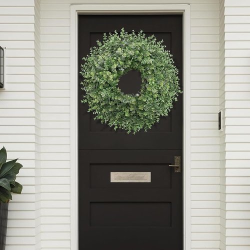 Boxwood Wreath - 26'' Large Artificial Greenery for Front Door & Home Decor | All Seasons