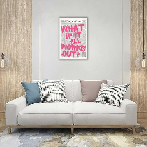 Drimiler Retro Newspaper Pink Font Poster - Positive Affirming Quote Canvas Wall Art | 12x18in Framed Decor