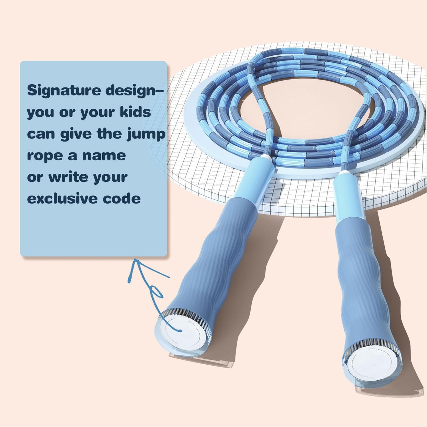 Redify Beaded Jump Rope for Kids,Tangle-Free Segmented Kids Jump Rope with Soft Anti-slip Handles,Adjustable Jumping Rope for Women
