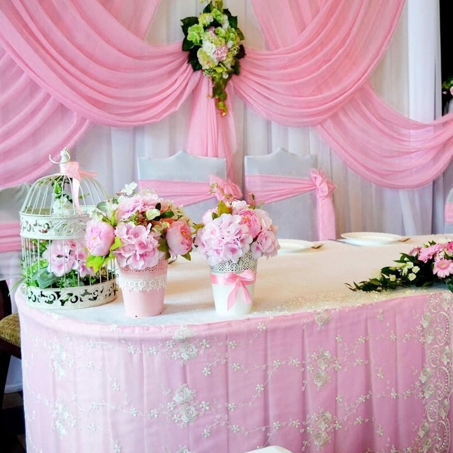 Skiennix 10 x 7 Feet Pink Backdrop Curtain - Perfect for Parties, Weddings & Photoshoots | 2 Panels