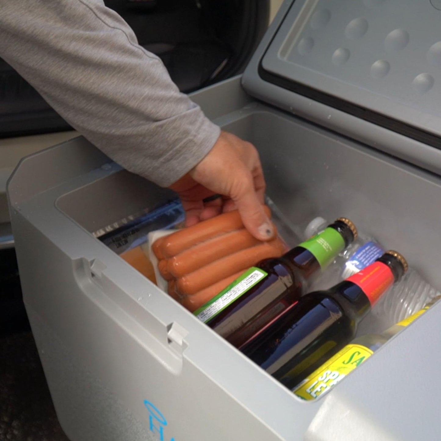 Halo Power Electric Cooler, Portable Fridge & Freezer with Iceless Design, 12/24V DC and 100-240V AC for Camping & Vehicles, 23 QT Storage Capacity