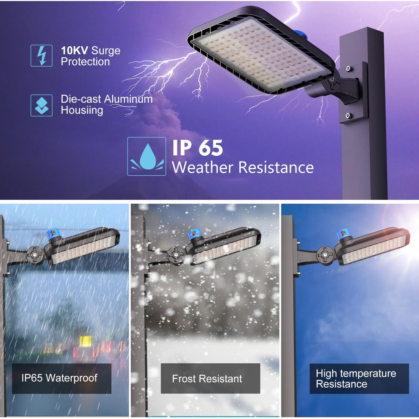 Lightdot 240W LED Parking Lot Lights Outdoor(60000LM Eqv 1000W HPS) 5000K Parking Lot Light Commercial, AC100-277V IP65 Led Pole Light Arm Mount with Photocell for Driveway Street Garage Yard-5Pack
