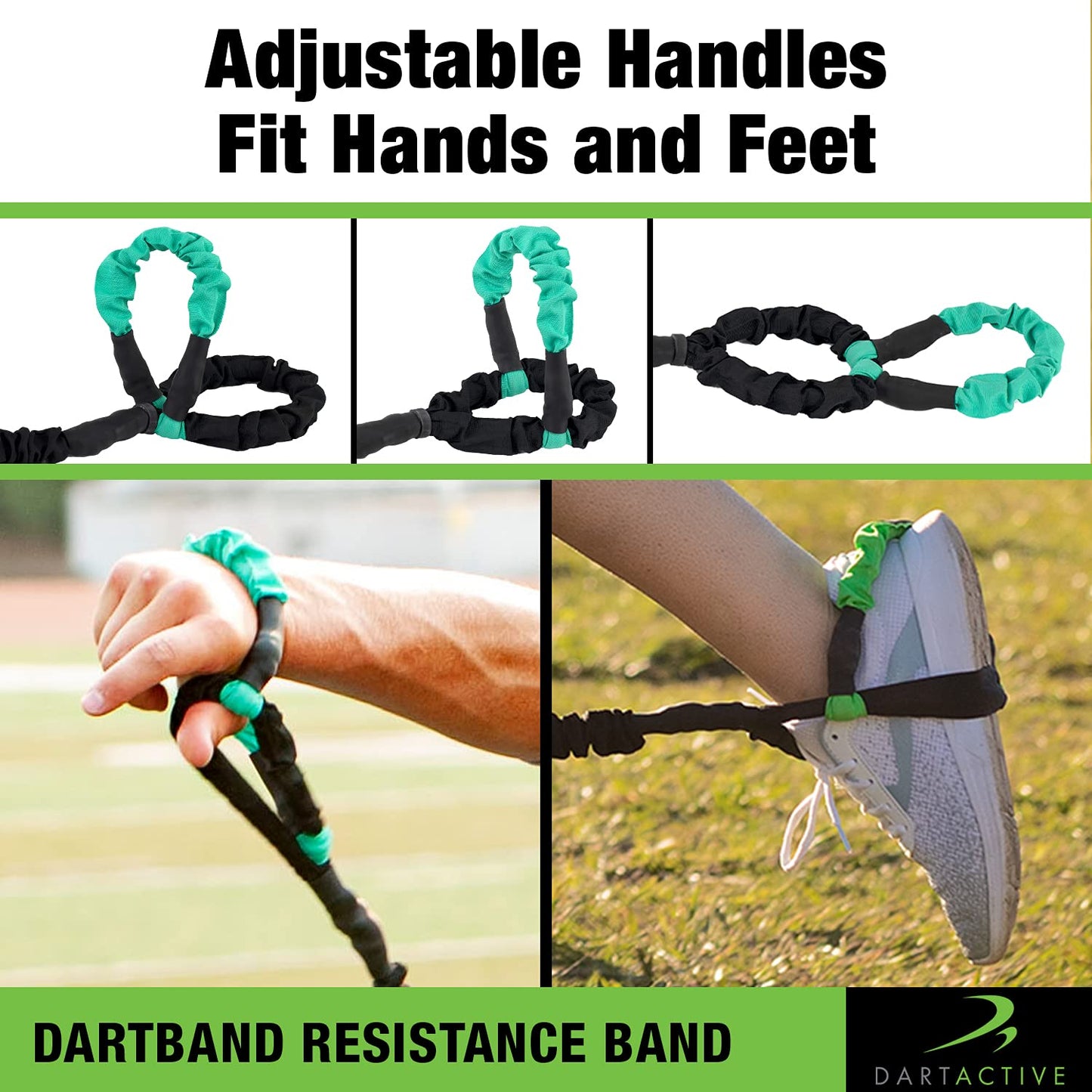 DartBand Premium Resistance Bands with Handles, Door Anchor, and Carabiner Clip for Athletic Training, Rehab, Strength Training, Yoga, Physical Therapy, Home Workout Solution - Light Resistance