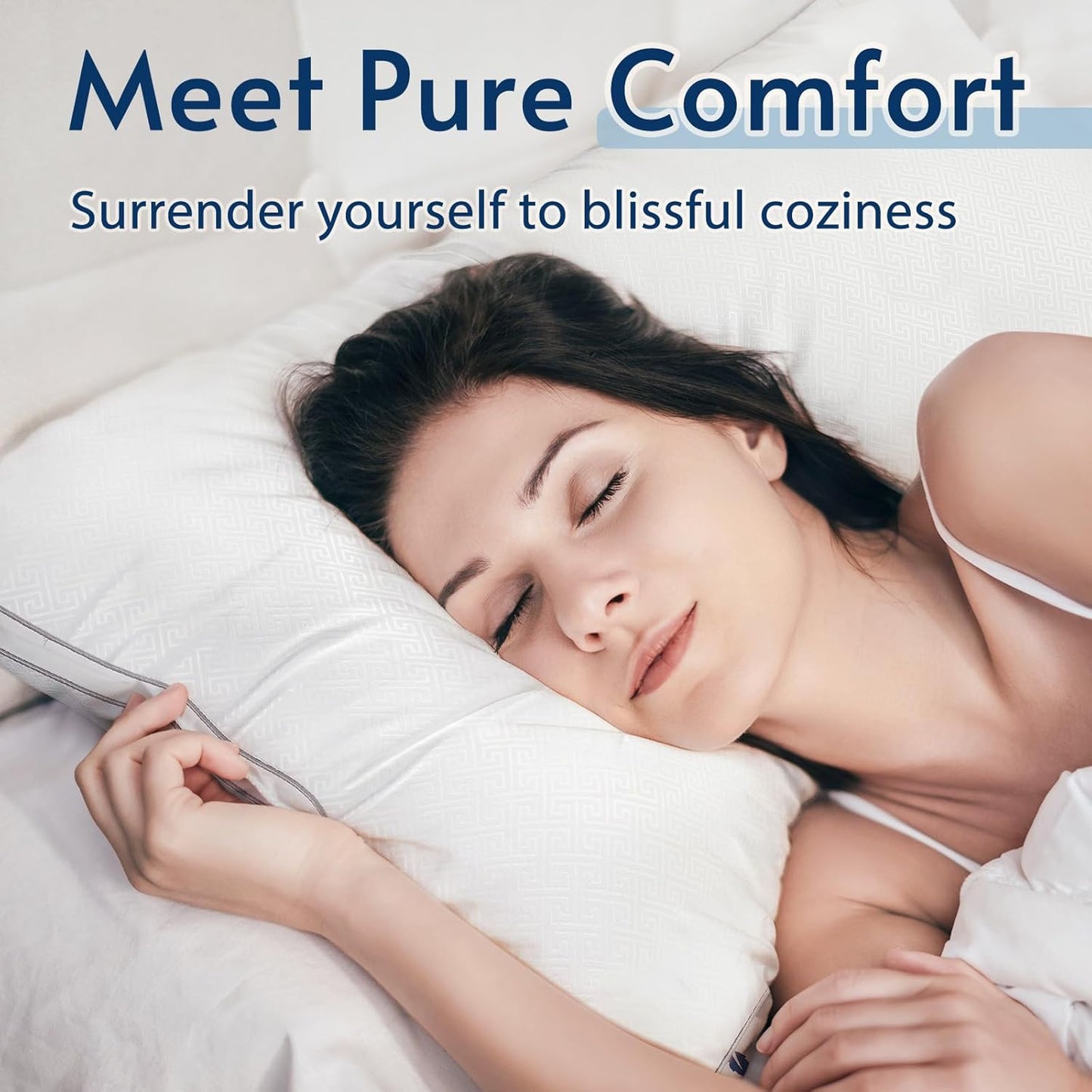 Viewstar Bed Pillows - Hotel Quality Cooling Down Alternative | Set of 2 Gusseted King Size, White